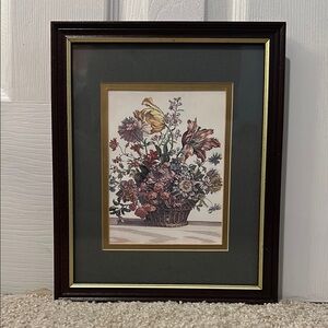 Framed Floral Basket Art